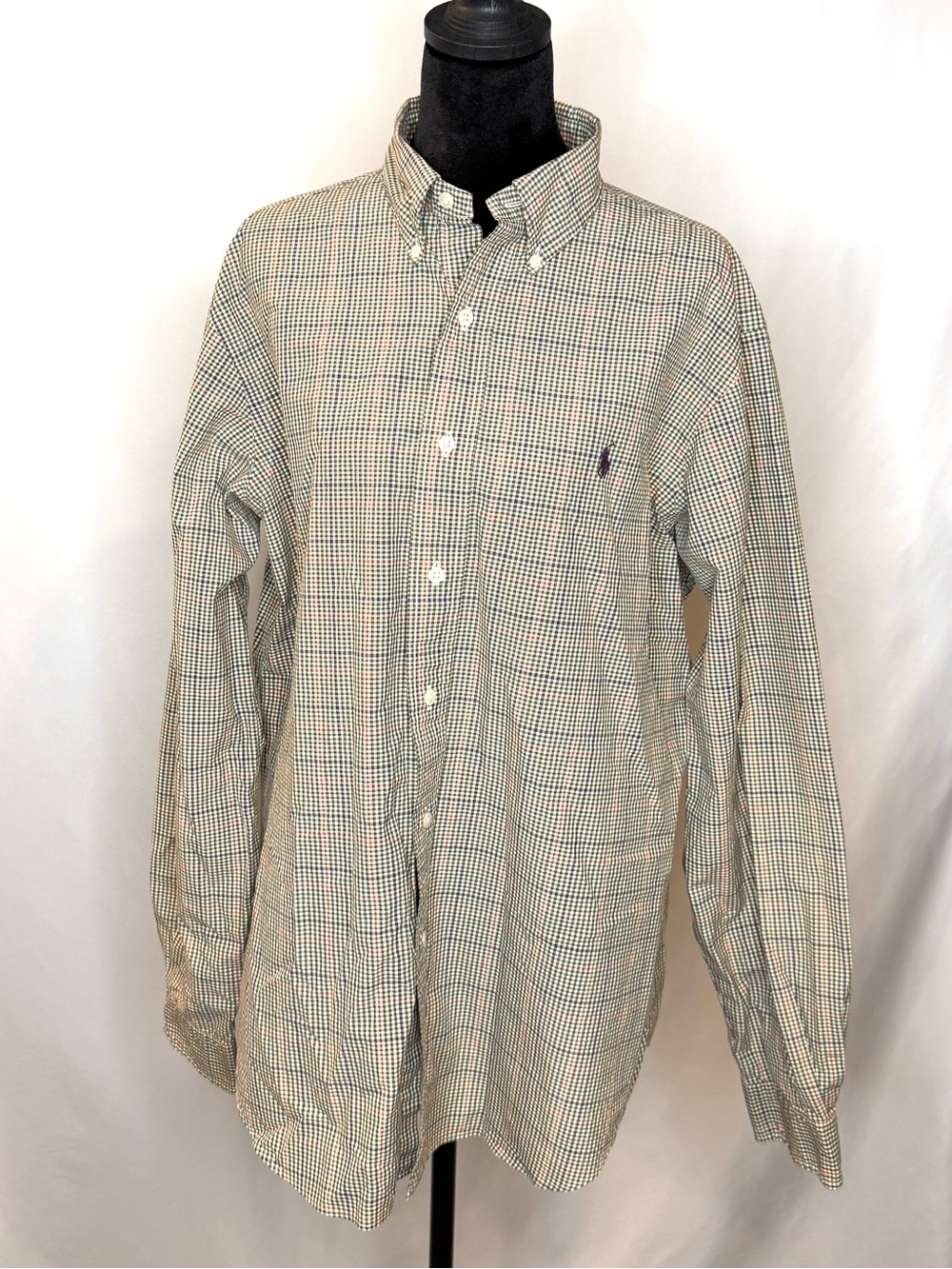 Ralph Lauren Classic Fit and Green Tan Micro-Check Button-Down Shirt
